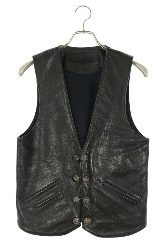 Chrome Hearts Leather Gunslinger Strap Vest Black Size S