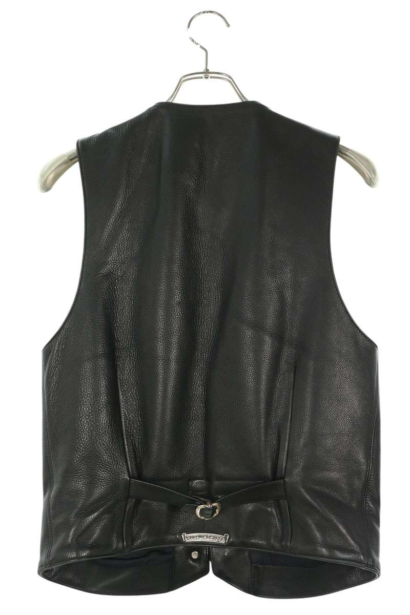 Chrome Hearts Leather Gunslinger Strap Vest Black Size S
