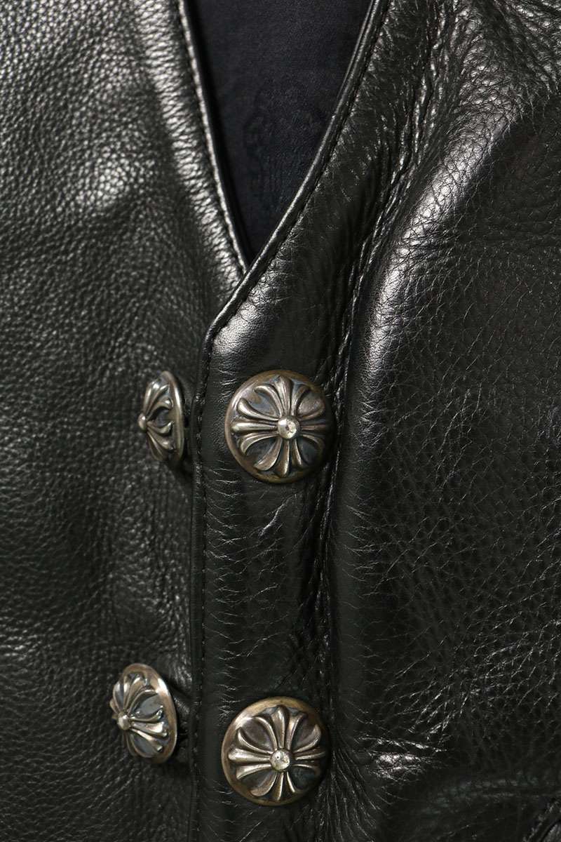 Chrome Hearts Leather Gunslinger Strap Vest Black Size S