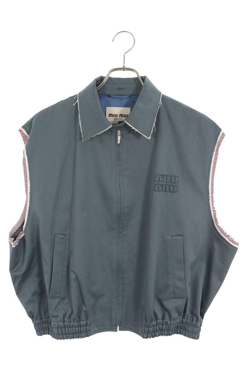 miumiu Logo Embroidered Zip Vest Multi Size 42