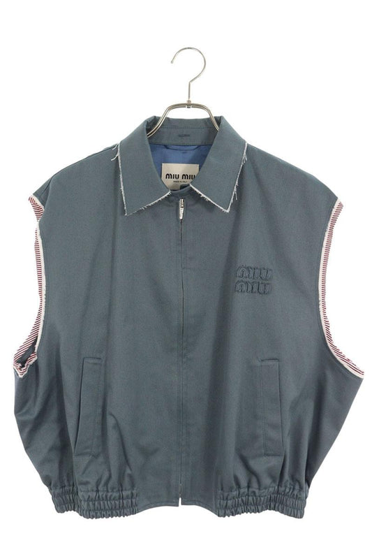 miumiu Logo Embroidered Zip Vest Multi Size 42