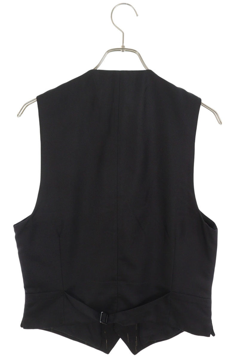 SAINT LAURENT PARIS Pinstripe Wool Vest Black/Gold Size 48