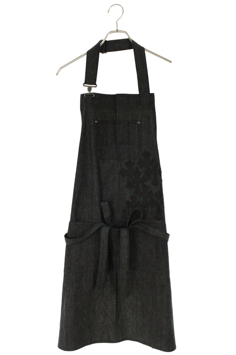 Chrome Hearts Cemetery Cross Patch Denim Apron Black
