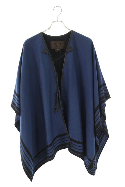 Louis Vuitton 14SS Silk Cashmere Poncho Blue x Black Size TU