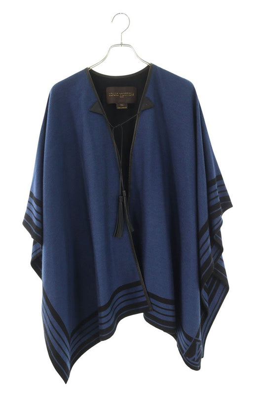 Louis Vuitton 14SS Silk Cashmere Poncho Blue x Black Size TU