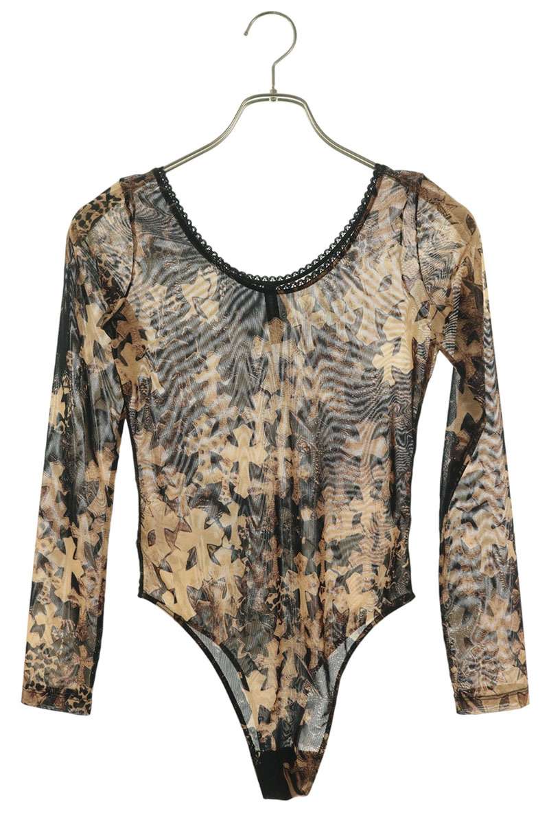 Chrome Hearts Cross Pattern Sheer Bodysuit Brown Suit Size XS