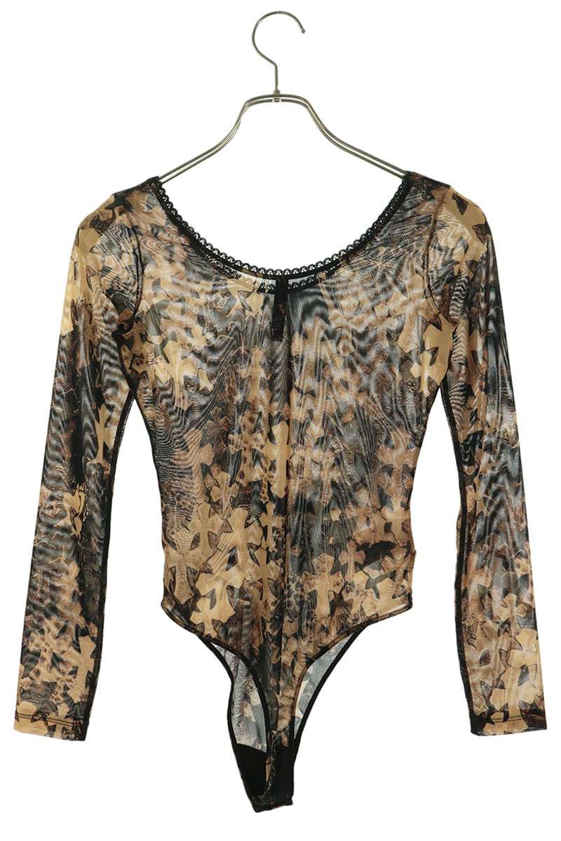 Chrome Hearts Cross Pattern Sheer Bodysuit Brown Suit Size XS
