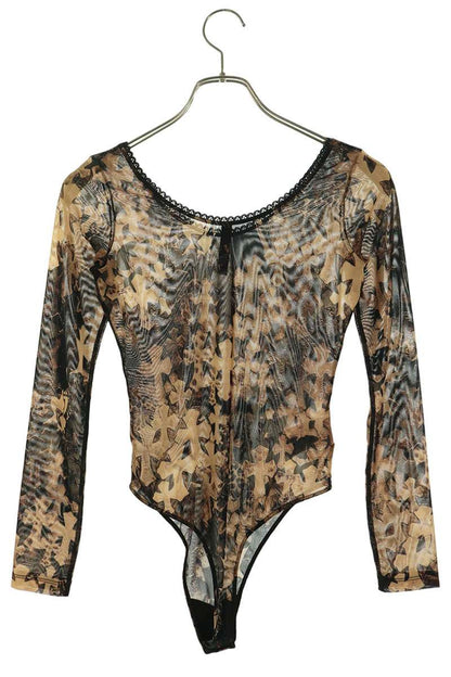 Chrome Hearts Cross Pattern Sheer Bodysuit Brown Suit Size XS