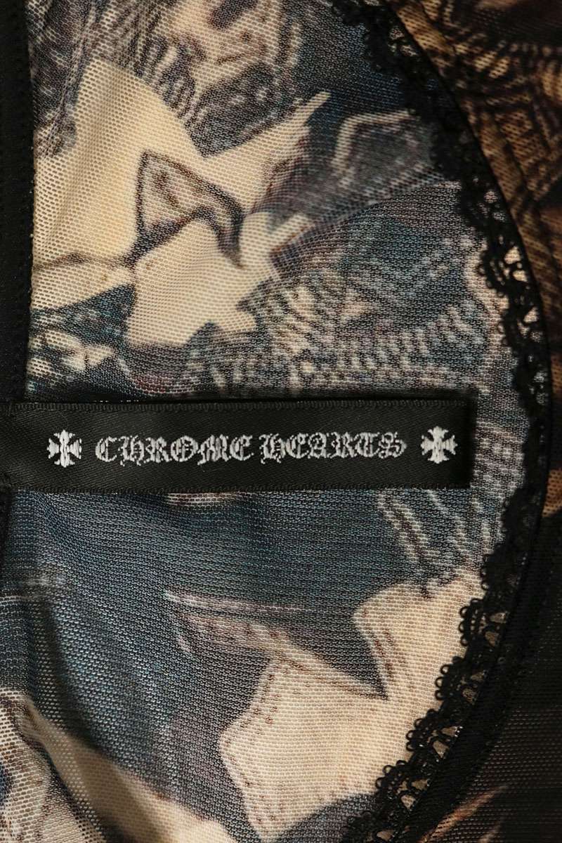Chrome Hearts Cross Pattern Sheer Bodysuit Brown Suit Size XS