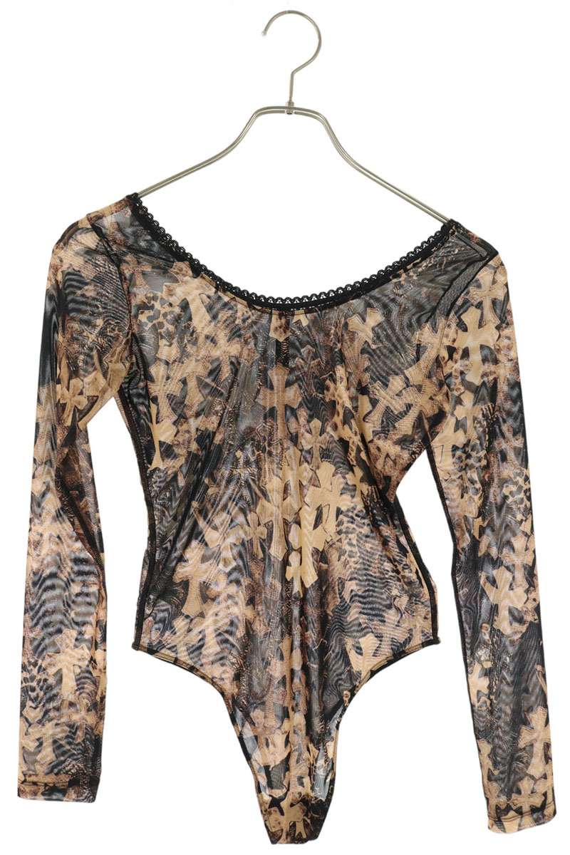 Chrome Hearts Cross Pattern Sheer Bodysuit Brown Suit Size XS
