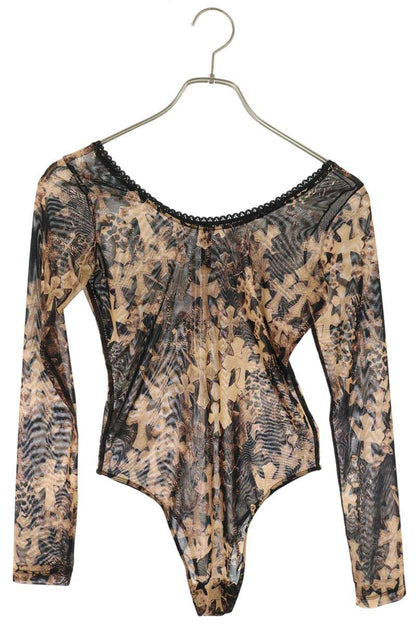 Chrome Hearts Cross Pattern Sheer Bodysuit Brown Suit Size XS
