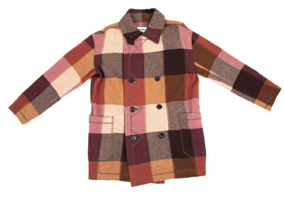 Plantation Wool Nylon Check Pea Coat Red Size M