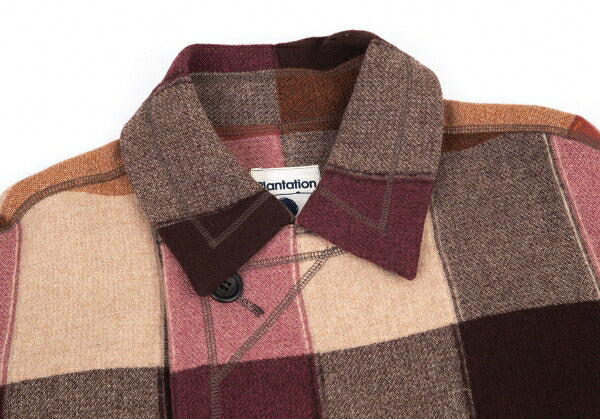 Plantation Wool Nylon Check Pea Coat Red Size M