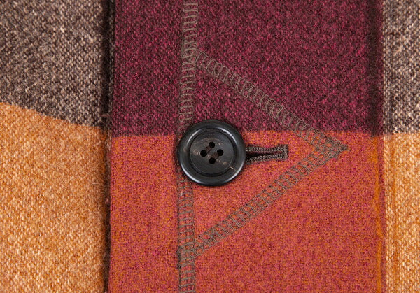 Plantation Wool Nylon Check Pea Coat Red Size M