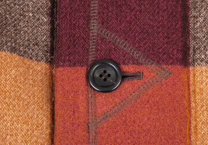 Plantation Wool Nylon Check Pea Coat Red Size M