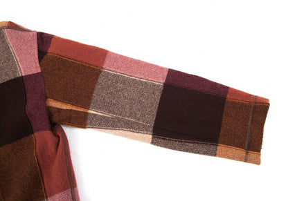 Plantation Wool Nylon Check Pea Coat Red Size M