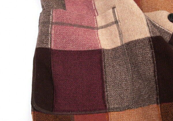 Plantation Wool Nylon Check Pea Coat Red Size M
