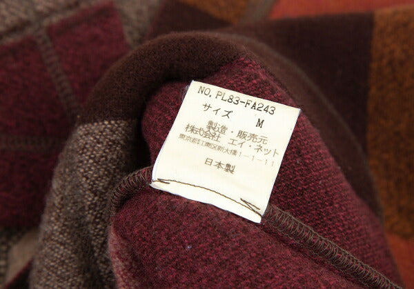 Plantation Wool Nylon Check Pea Coat Red Size M