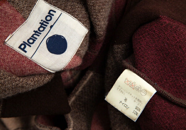 Plantation Wool Nylon Check Pea Coat Red Size M