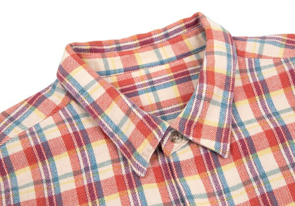 Papas Cotton Layered Sleeve Overcheck Shirt Beige Size L