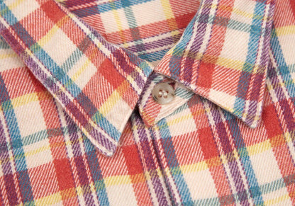 Papas Cotton Layered Sleeve Overcheck Shirt Beige Size L