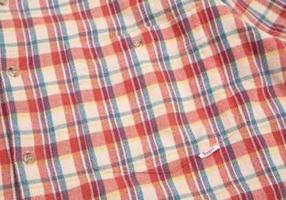 Papas Cotton Layered Sleeve Overcheck Shirt Beige Size L