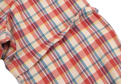 Papas Cotton Layered Sleeve Overcheck Shirt Beige Size L