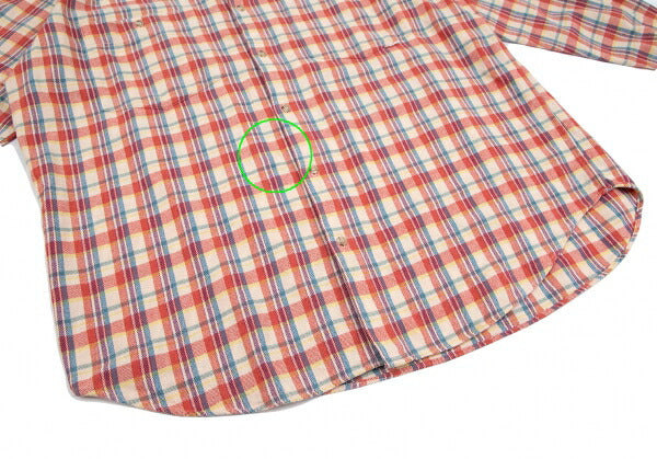 Papas Cotton Layered Sleeve Overcheck Shirt Beige Size L