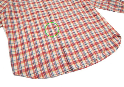Papas Cotton Layered Sleeve Overcheck Shirt Beige Size L