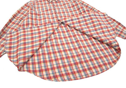 Papas Cotton Layered Sleeve Overcheck Shirt Beige Size L