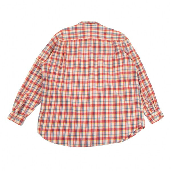 Papas Cotton Layered Sleeve Overcheck Shirt Beige Size L