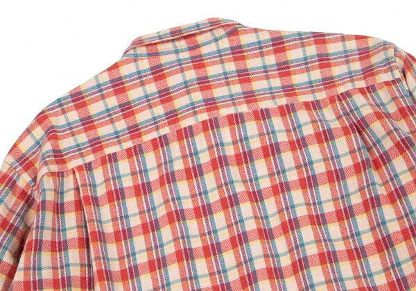 Papas Cotton Layered Sleeve Overcheck Shirt Beige Size L