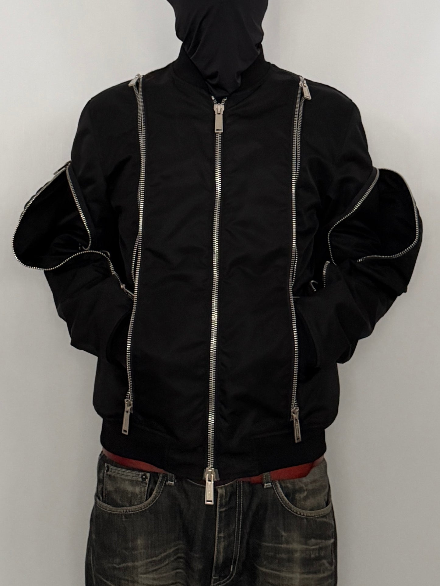 Dsquared2 Black Nylon Gimmick Zip Jacket Size 50