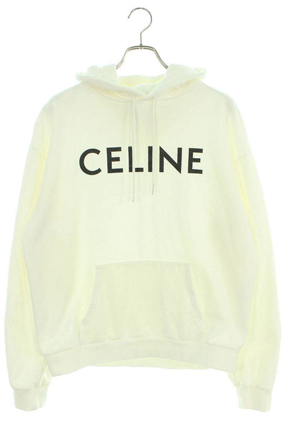 CELINE Classic Logo Loose Pullover Hoodie White Size XL
