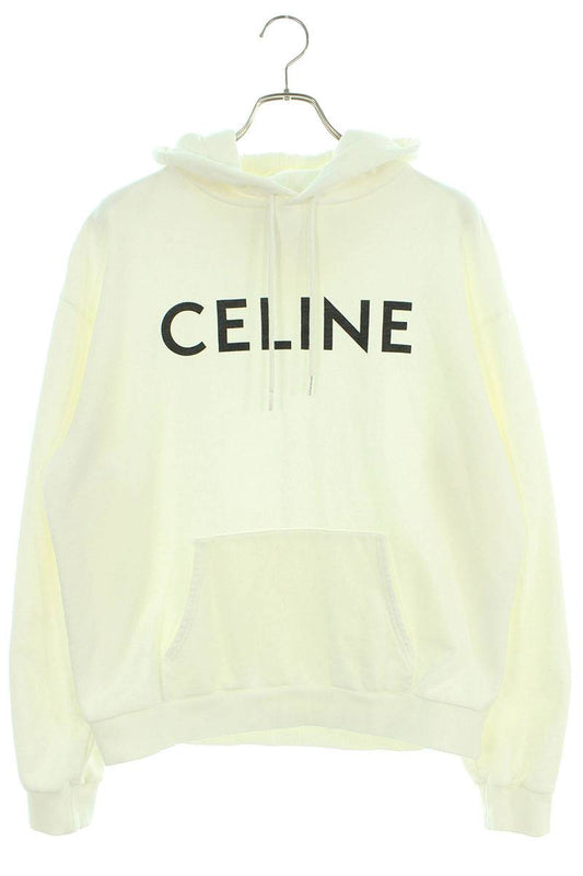 CELINE Classic Logo Loose Pullover Hoodie White Size XL