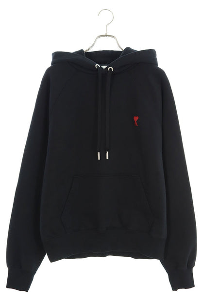 AMI Logo Embroidered Pullover Hoodie Black x Red Size L