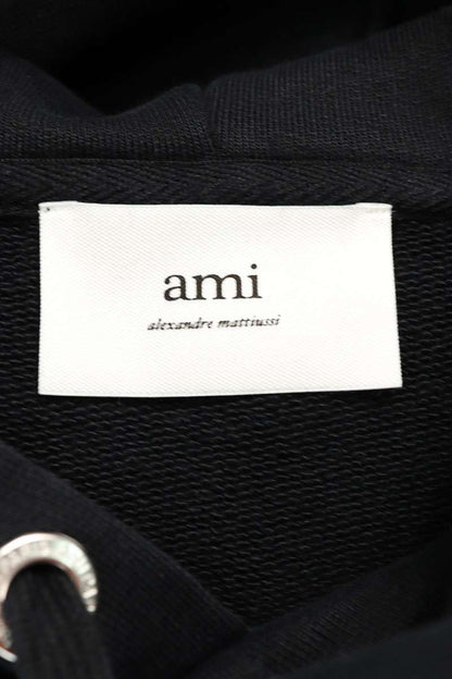 AMI Logo Embroidered Pullover Hoodie Black x Red Size L