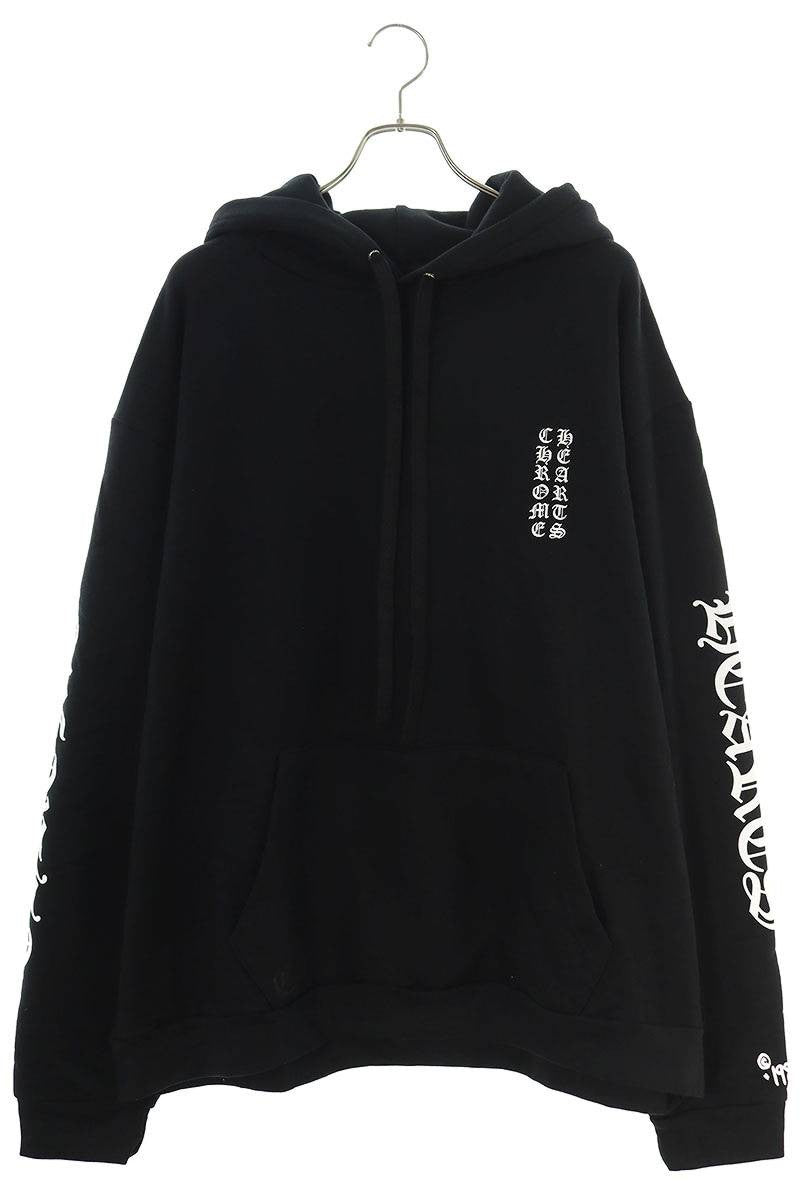 Chrome Hearts Logo Print Pullover Hoodie Black x White Size XXL