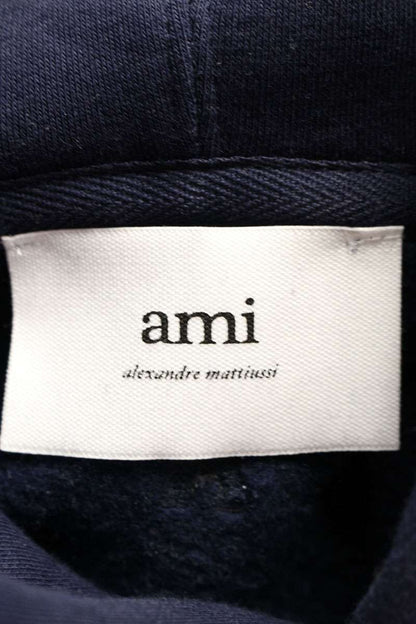 AMI Embroidered Pullover Hoodie Blue Size XS