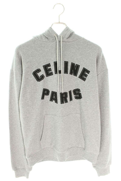 CELINE Logo Print Loose Hoodie Gray Size S