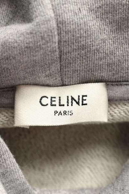 CELINE Logo Print Loose Hoodie Gray Size S