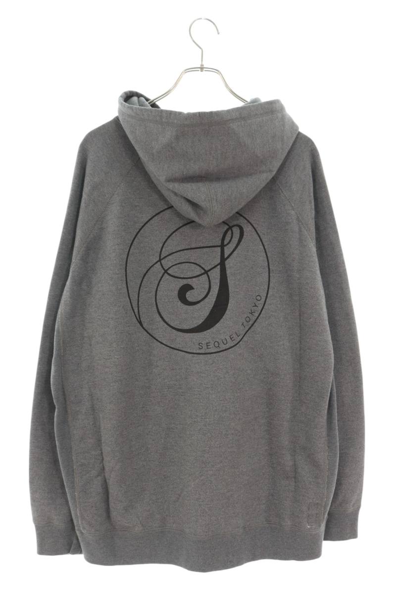 SEQUEL 23AW Back Print Zip Hoodie Gray Cotton Blend Size XL