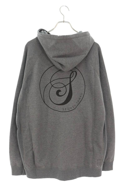 SEQUEL 23AW Back Print Zip Hoodie Gray Cotton Blend Size L