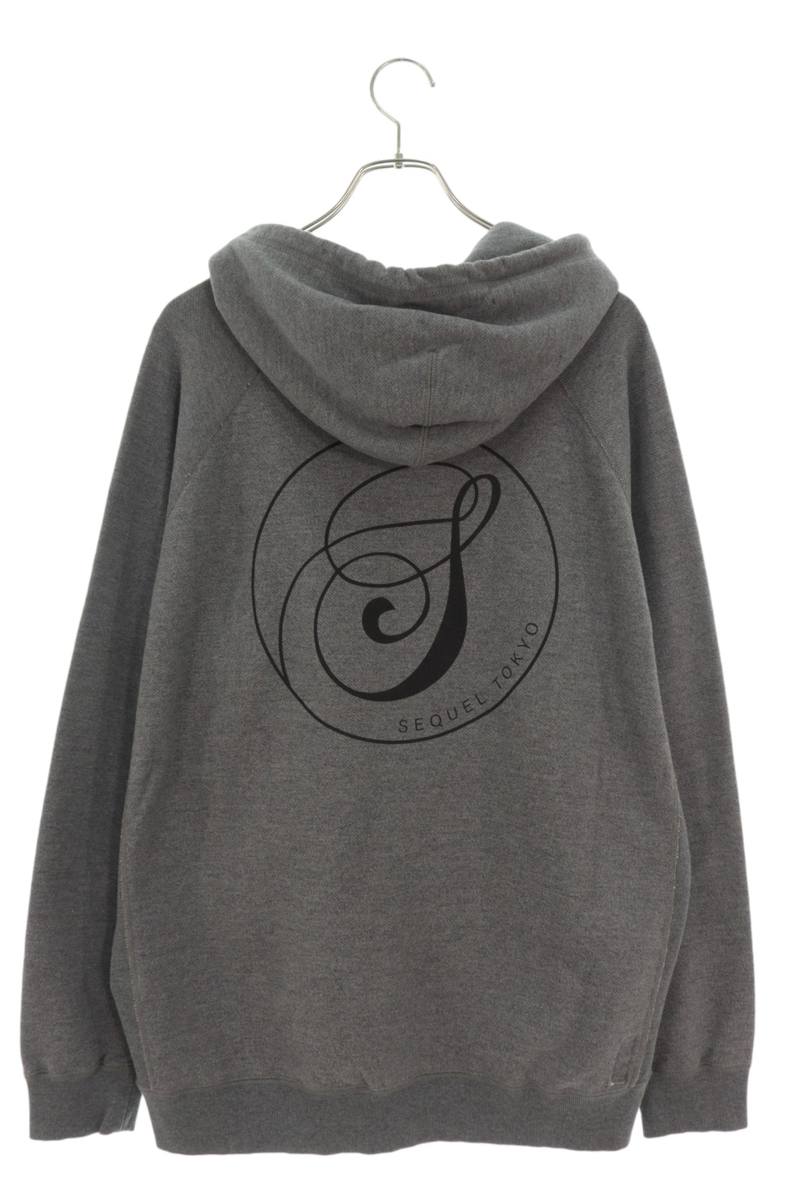 SEQUEL Back Print Zip Hoodie Black Cotton Blend Size XL