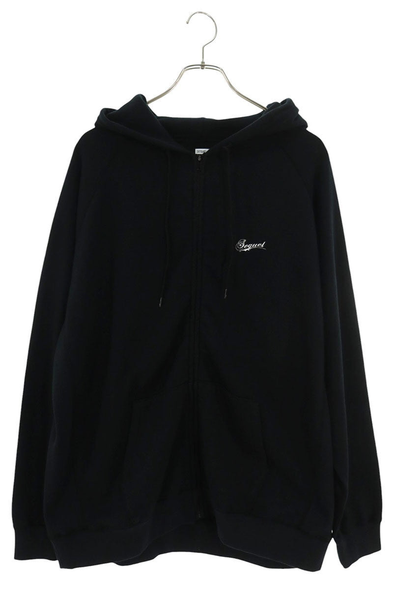 SEQUEL Back Print Zip Hoodie Black Cotton Blend Size L