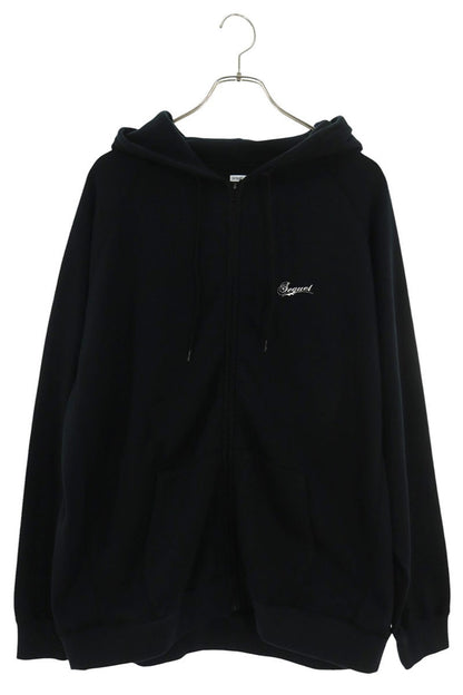 SEQUEL Back Print Zip Hoodie Black Cotton Blend Size L