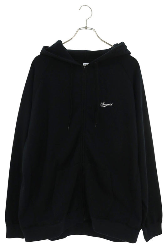 SEQUEL Back Print Zip Hoodie Black Cotton Blend Size L