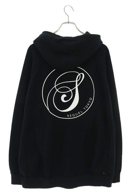 SEQUEL Back Print Zip Hoodie Black Cotton Blend Size L
