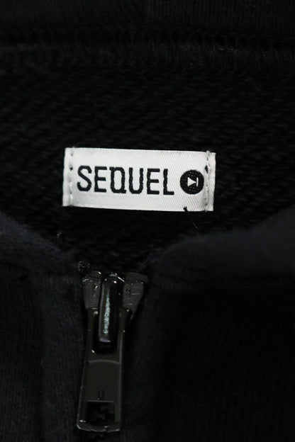 SEQUEL Back Print Zip Hoodie Black Cotton Blend Size L