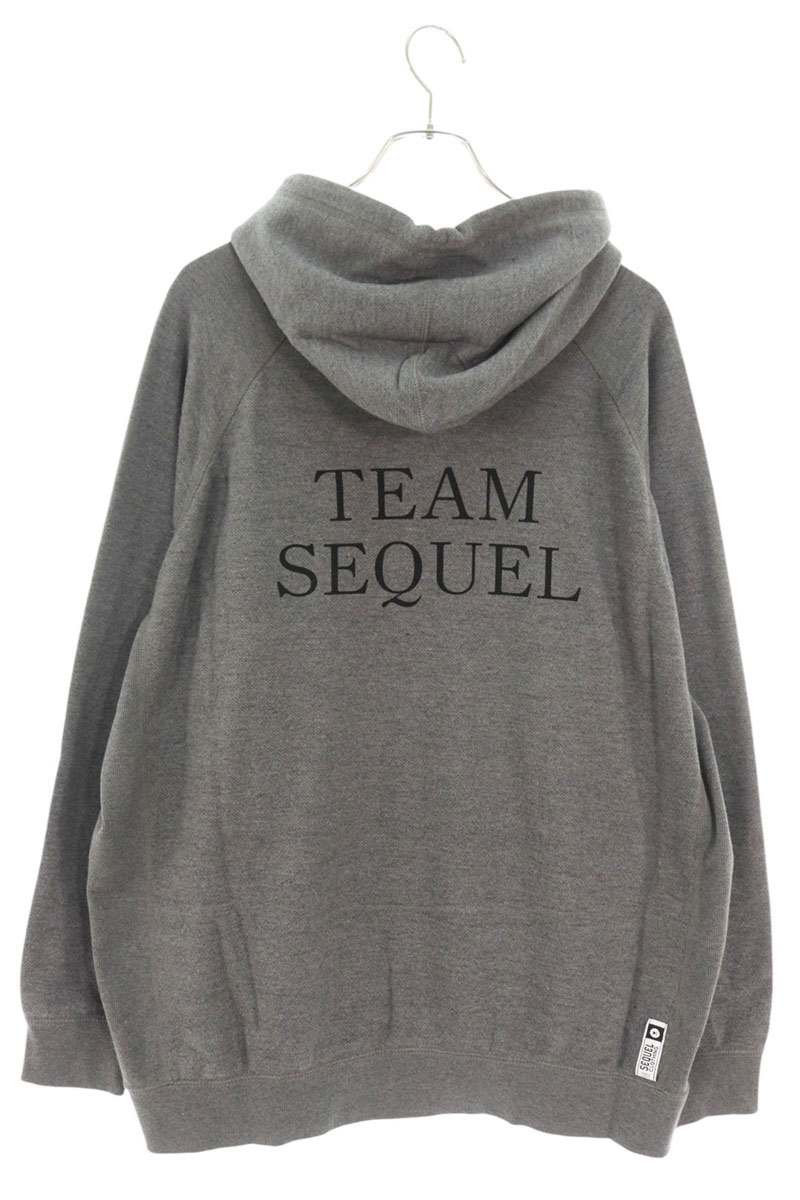 SEQUEL Back Print Hoodie Gray Cotton Blend Size XL